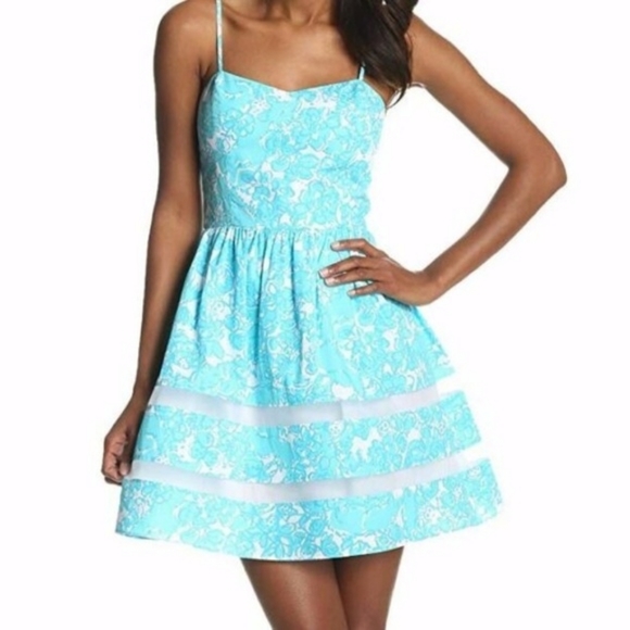 Lilly Pulitzer Ollie Dress Shorely Blue Fox 12 - Picture 2 of 5